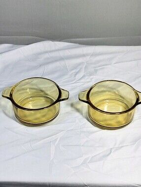 Set Of 2 Mexico Forte Crisa 13 Oz. Pyr-O-Rey Amber Small Casserole Baking Dishes